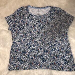 St. John’s Bay Women’s PL Floral 100% Cotton Spring Short Sleeve Top